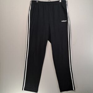 Adidas Track Pants Mens XL Black White 3 Stripes Warm Up Straight Leg Gym